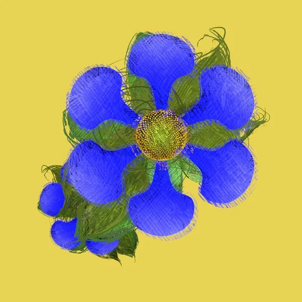 Akvarell Blomma Med Blommor — Stockfoto