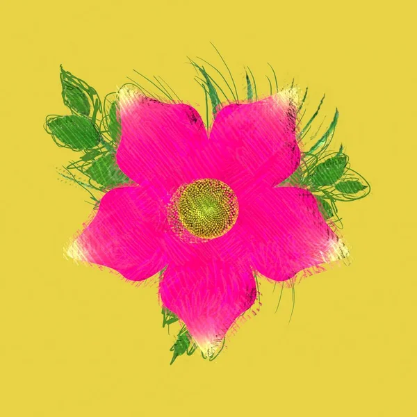 Chaotisch Grungy Blume Auf Schäbigen Hintergrund — Stockfoto