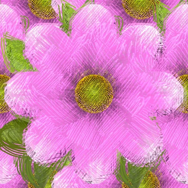 Floral drawing in messy style, grungy background.