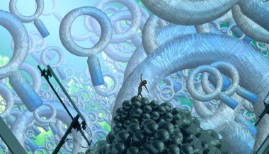 Soyut renkli arka plan, hayal gücü kavramı insan silueti.