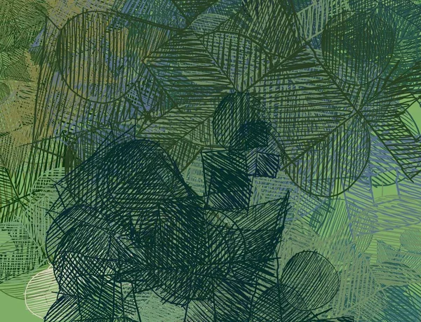grunge pattern with green leaves