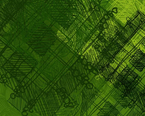 Fundo Verde Abstrato Com Padrões Cores Diferentes — Fotografia de Stock