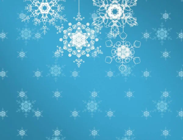 Fondo Navidad Digital Con Copos Nieve —  Fotos de Stock