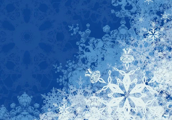 雪の結晶で抽象的なクリスマスの背景 — ストック写真