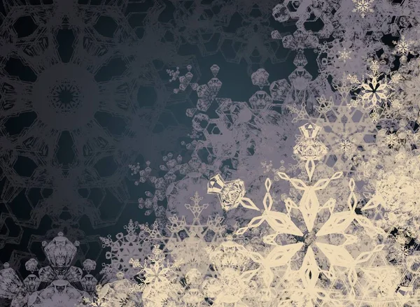 Abstracte Bloemen Achtergrond Met Sneeuwvlokken — Stockfoto