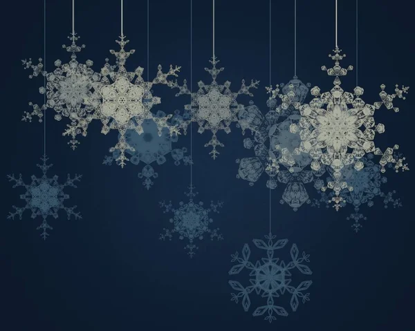 Fondo Navidad Abstracto Con Copos Nieve — Foto de Stock