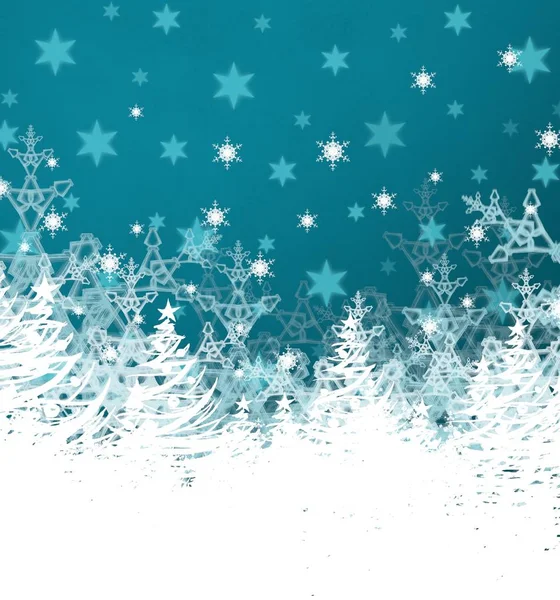 Mavi Noel Arkaplanı Kar Taneleri — Stok fotoğraf