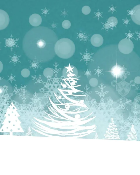 Fondo Del Árbol Navidad Con Copos Nieve — Foto de Stock