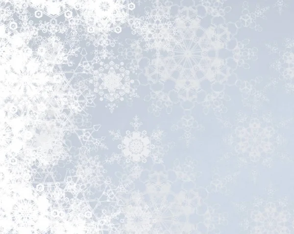 Blå Himmel Bakgrund Med Snöflingor — Stockfoto