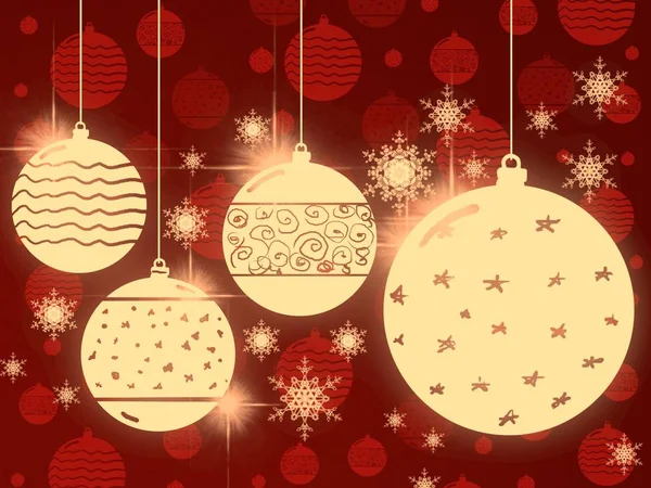 Red Background Christmas Balls — Stock Photo, Image