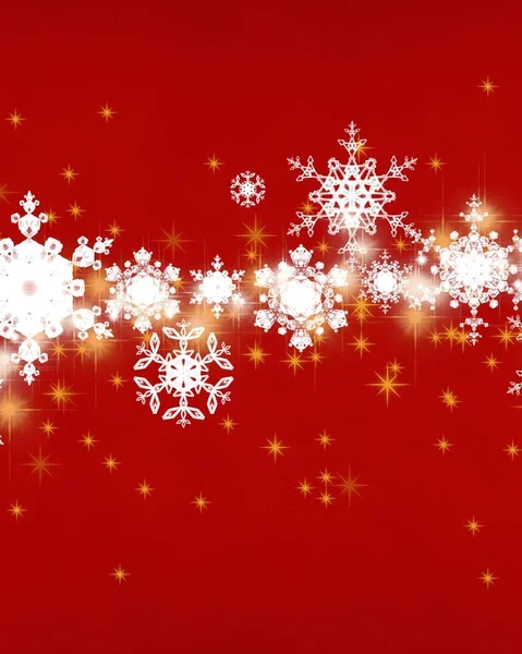 Sfondo Rosso Natale Con Fiocchi Neve — Foto Stock