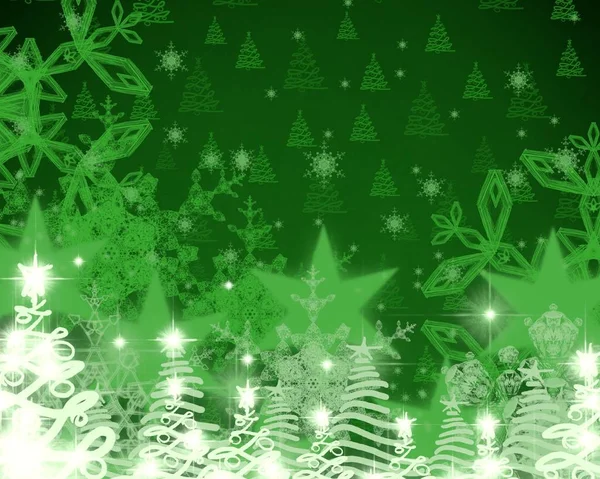 圣诞背景与绿叶 — 图库照片