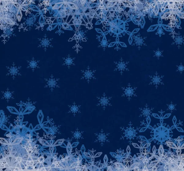Blå Vinter Bakgrund Med Snöflingor — Stockfoto