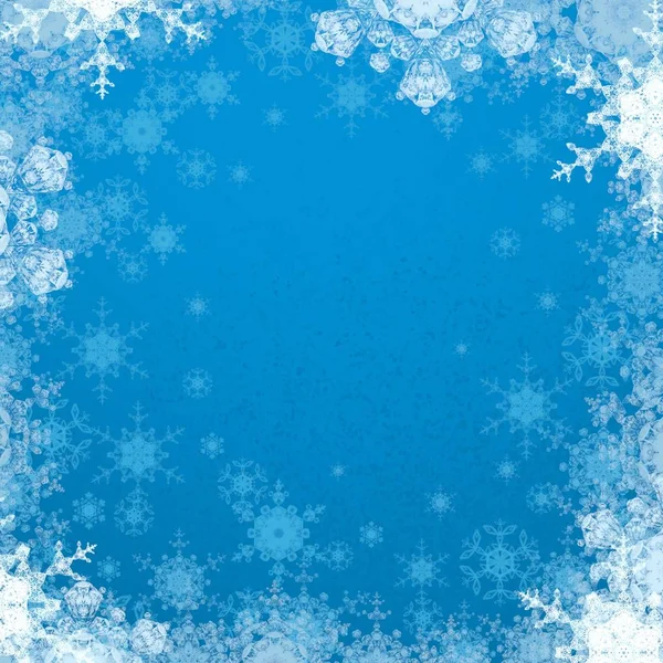 Fundo Céu Azul Com Flocos Neve — Fotografia de Stock