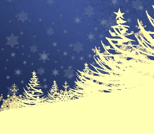 Fondo Del Árbol Navidad Con Copos Nieve — Foto de Stock