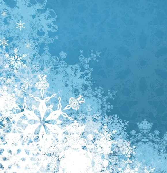 Blauwe Kerst Achtergrond Met Sneeuwvlokken — Stockfoto