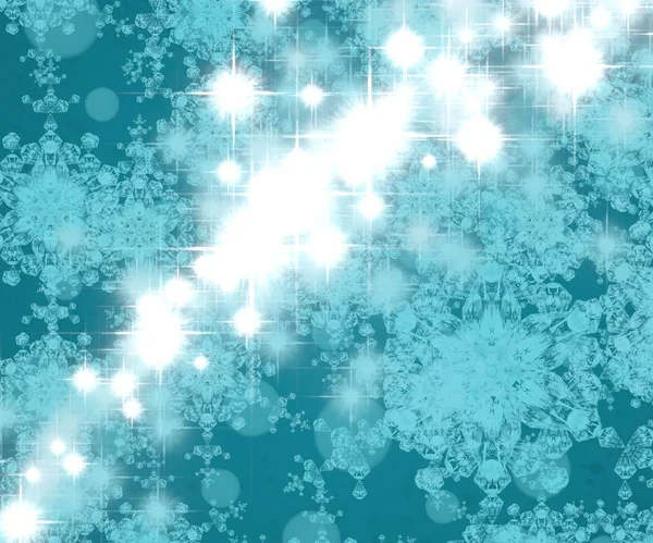 Blauwe Hemel Achtergrond Met Sneeuwvlokken — Stockfoto