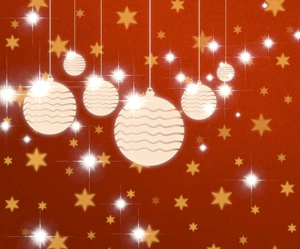 Красный Фон Рождественскими Шарами — стоковое фото