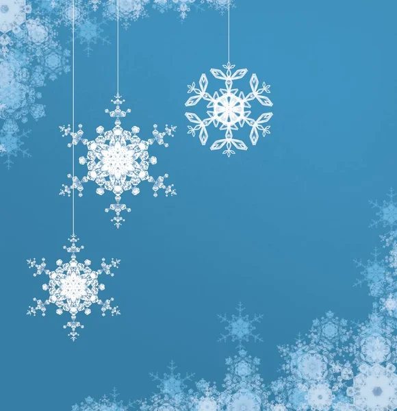 Blauer Und Weißer Hintergrund Mit Schneeflocken — Stockfoto