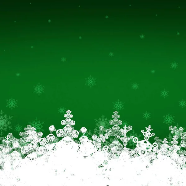 Grüne Weihnachten Hintergrund Mit Schneeflocken — Stockfoto