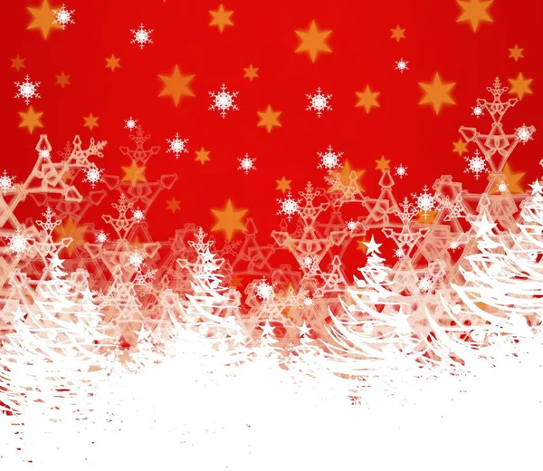 Rode Kerst Achtergrond Met Sneeuwvlokken — Stockfoto