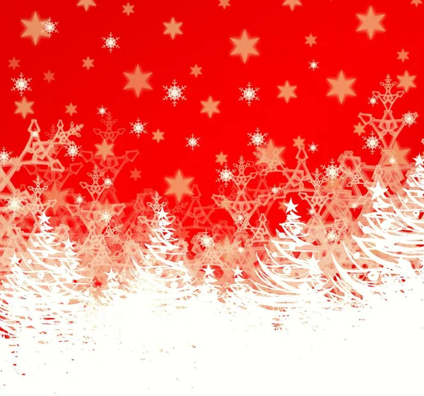 Fundo Natal Vermelho Com Flocos Neve — Fotografia de Stock