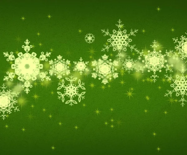 Abstrakte Grüne Hintergrund Mit Schneeflocken — Stockfoto