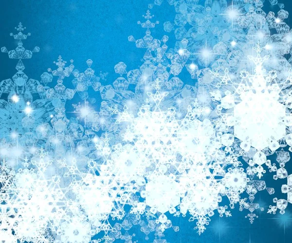 Blauer Himmel Hintergrund Mit Schneeflocken — Stockfoto