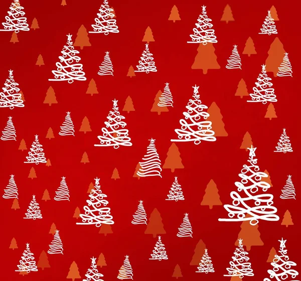 Kırmızı Beyaz Arka Plan Ile Noel Ağacı Deseni — Stok fotoğraf