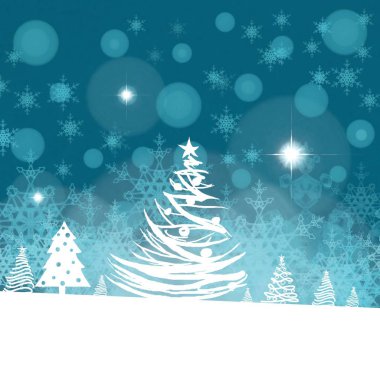 Kar taneleri ile Noel ağacı arka plan