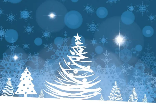 Weihnachtsbaum Hintergrund Mit Schneeflocken — Stockfoto