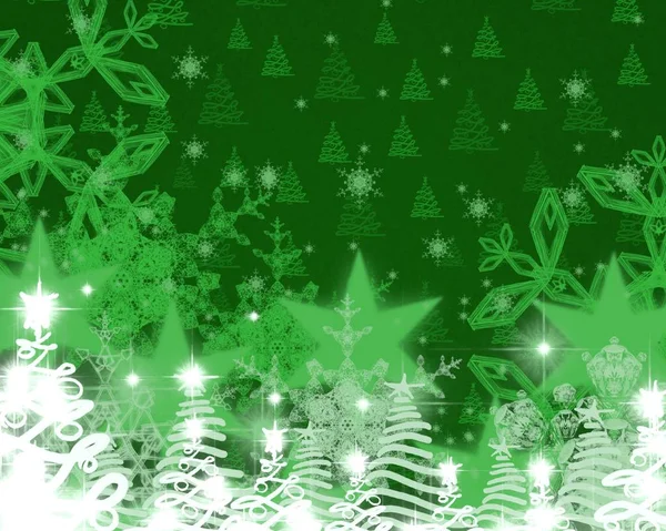 緑の葉とクリスマスの背景 — ストック写真