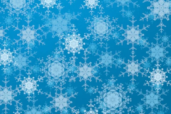 Fondo Azul Navidad Con Copos Nieve —  Fotos de Stock