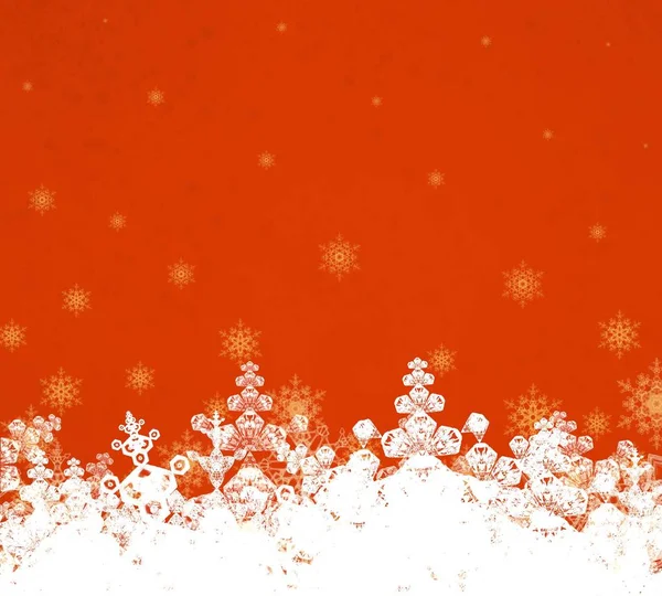 雪と雪の結晶のクリスマスの背景 — ストック写真