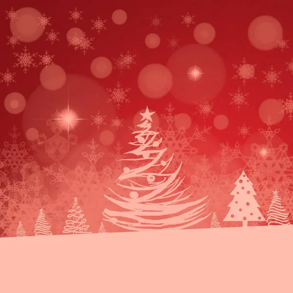 Cartão Natal Feliz Com Flocos Neve — Fotografia de Stock