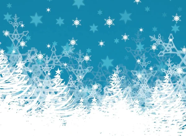 Голубой Белый Фон Снежинками — стоковое фото