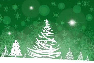 Kar taneleri ile Noel ağacı arka plan