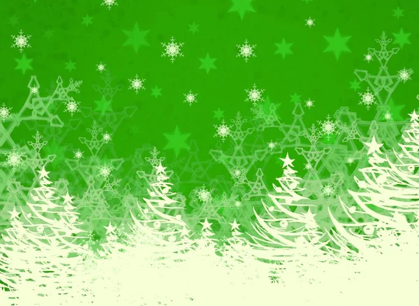 Abstrato Fundo Verde Com Flocos Neve — Fotografia de Stock