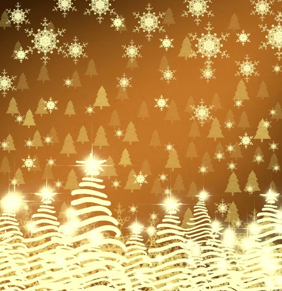 Aranyszínű Háttérrel Karácsonyfa — Stock Fotó