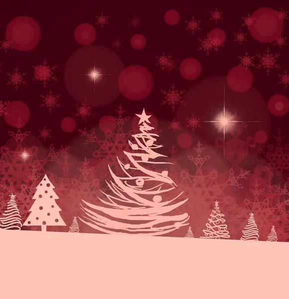 Hintergrund Mit Weihnachtsbaum Und Sternen — Stockfoto