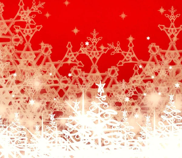 Abstract Red Background Snowflakes — Stock Photo, Image