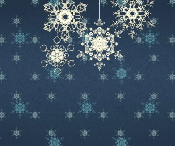 Fondo Navidad Abstracto Con Copos Nieve — Foto de Stock