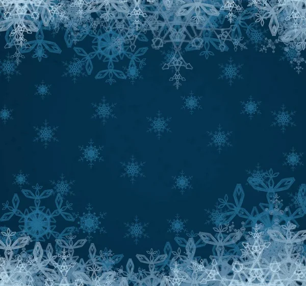 Μπλε Φόντο Χειμώνα Νιφάδες Χιονιού — Φωτογραφία Αρχείου