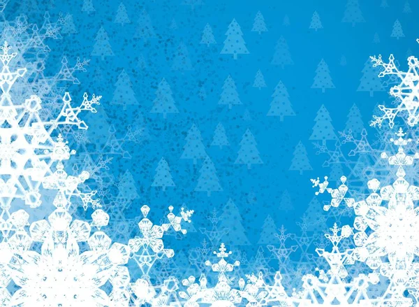 Abstract Blauwe Achtergrond Met Sneeuwvlokken — Stockfoto