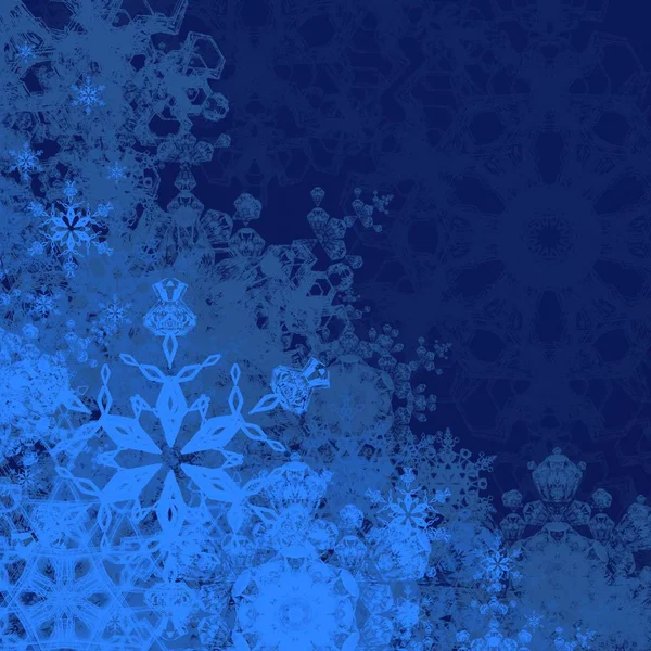 Abstract Blauwe Achtergrond Met Sneeuwvlokken — Stockfoto