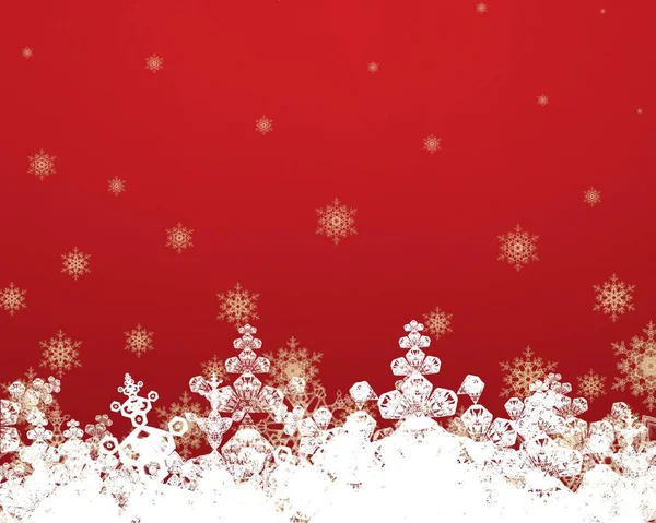 Fondo Rojo Navidad Con Copos Nieve —  Fotos de Stock
