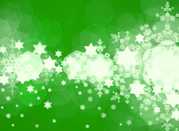 Abstracte Groene Achtergrond Met Sneeuwvlokken — Stockfoto