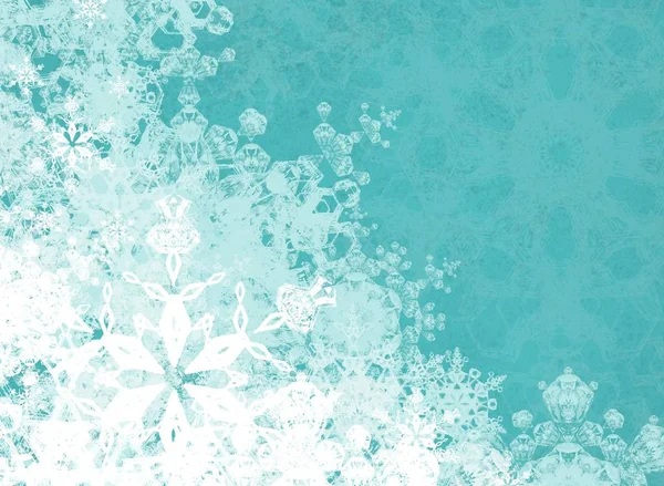 Fondo Azul Navidad Con Copos Nieve — Foto de Stock