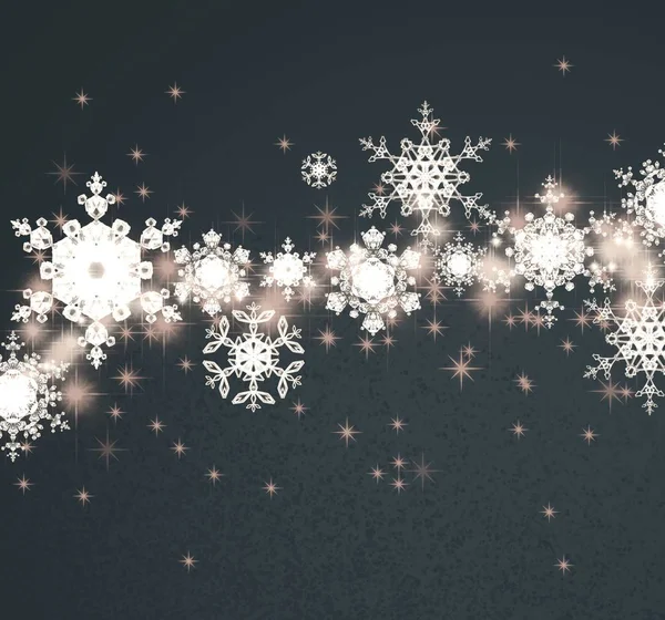 Fundo Natal Com Flocos Neve Estrelas — Fotografia de Stock