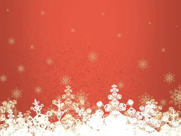 雪の結晶と赤いクリスマスの背景 — ストック写真